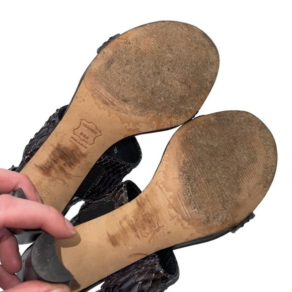 Stuart Weitzman Heels‎ Women's 8 US Snakeskin Slingback Sandals Strap Vintage - Picture 10 of 13